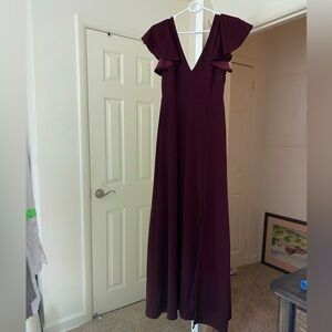 Birdy Grey Hannnah Crepe Bridesmaid Dress in Cabernet Size Small